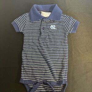 Navy Stripe Polo Bodysuit with Embroidered Logo - Kids